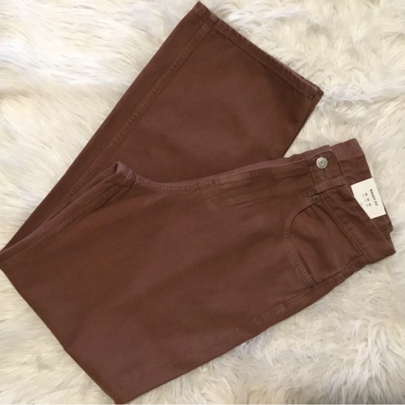 🌹HOST PICK-ZARA BAGGY FIT-BROWN MID WAIST BAGGY WIDE STRAIGHT JEANS/SIZE 29/NWT - Picture 7 of 15